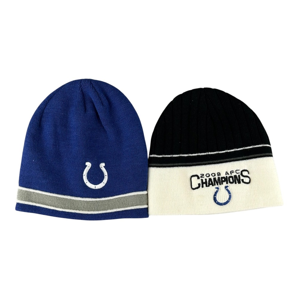 X2 Indianapolis Colts NFL Beanies 2008 AFC Champions Knit Hats Winter‎ Caps